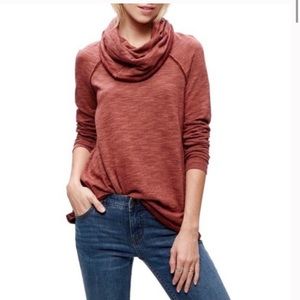 Free People Beach Rust Terracotta Cocoon Cowl Pullover Top / Hood W-242 Sz XS/S